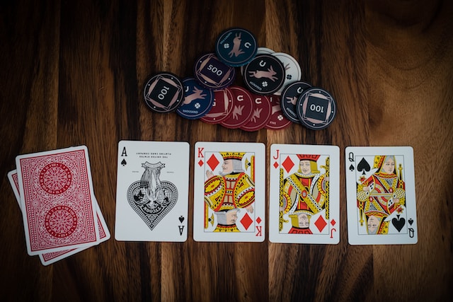 Cards with chips from poker